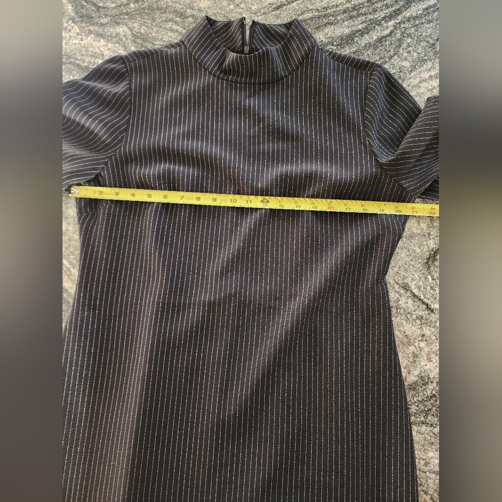 Karl Lagerfeld Black Pinstripe Dress with Pearl Details - Picture 5 of 6